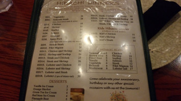 Bradshaws menu