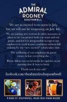 Admiral Rodney menu