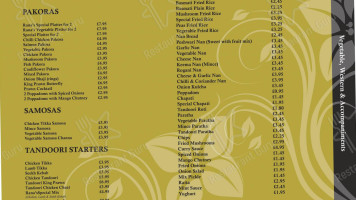 Rana's menu