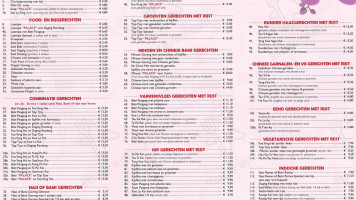 Chinees-indisch Palace, menu
