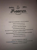 Lunchroom Cafetaria Koomen menu