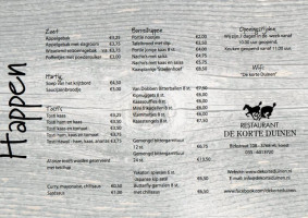 De Korte Duinen menu