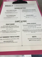 Roast Restaurant Bar menu