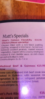 Matt The Millers menu