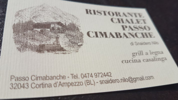 Chalet Passo Cimabanche menu