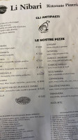 Ristorante Pizzeria Li Nibari menu