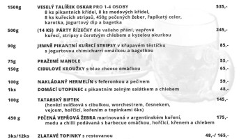 Oskar Neratovice menu