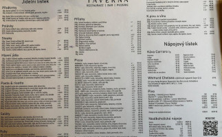 Taverna Restaurace Pizzerie menu