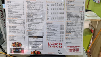Lazania Tandoori menu