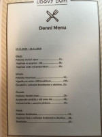 Hostinec Lidový Dům menu