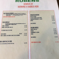 Rubens Coffee menu
