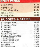 The Chicken Palace Gibson St menu