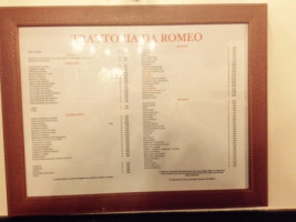 Trattoria Romeo menu