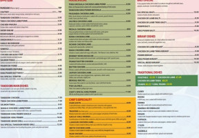 Raj Of India Hatfield Heath menu