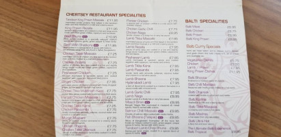 Chertsey menu