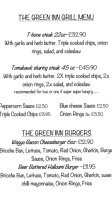 The Green Inn Rawcliffe menu
