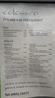 Colosseo Italian Bar And Restaurant menu