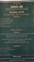 The Church Inn menu