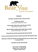 The Bear menu