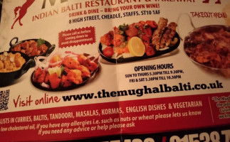 The Mughal Indian Balti menu