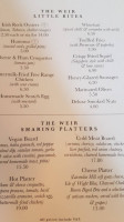 The Weir menu