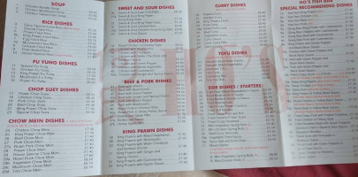 Ho's Fish And Chinese Takeaway menu