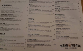The Meadowpark menu