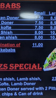 Razs Kebab Cafe menu
