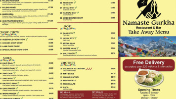 Namaste Gurkha (blandford Forum) menu