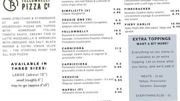 Yellowbelly Pizza Co menu