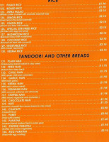 Zeera Indian Takeaway menu