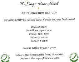 The Kings Arms menu