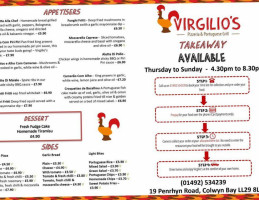 Virgilio's Pizzeria Portugese Grill menu