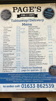 Page's Fish Chips menu