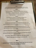 Trawden Arms menu