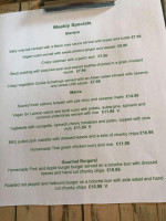 Trawden Arms menu