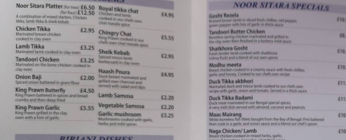 Noor Sitara Indian Takeaway menu