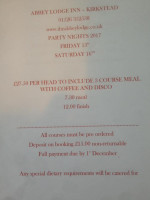 The Abbey Lodge Inn menu
