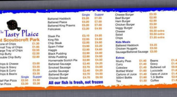 The Tasty Plaice Fish And Chip Shop menu