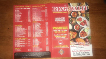 King Balti menu