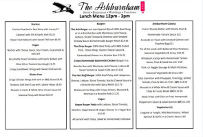 Ashburnham menu