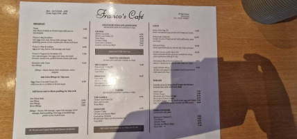 Franco's Cafe menu