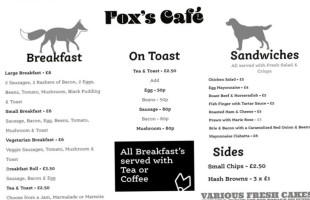 Fox And Hounds menu