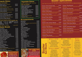 Indian Sizzler menu