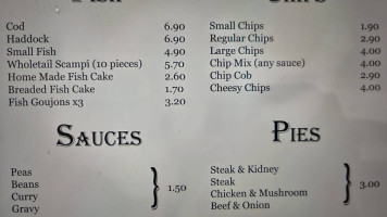 Duffield Fish Chips menu