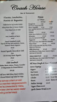 The Coach House Bar And Restaurant menu