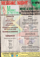 Momma Mary's Soul Food Kitchen Pop Up Cafe Nights menu