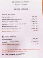 Penzion Rejviz menu