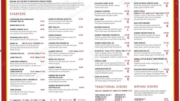 The Everest Nepalese Indian menu
