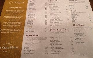 Anaya's menu
